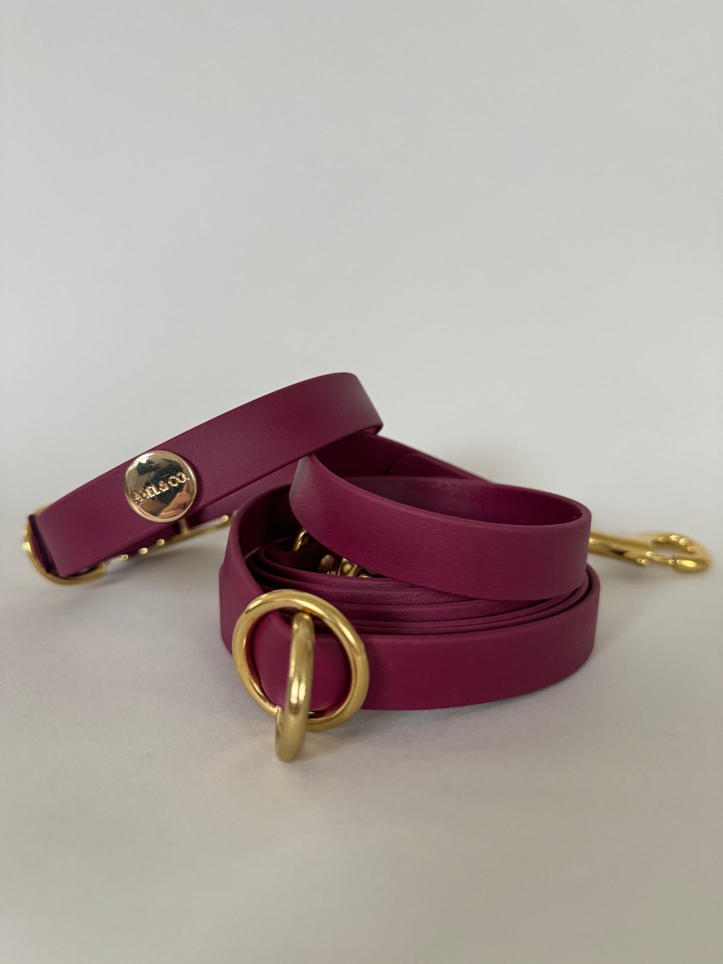 Dark Cherry Multi-Functional Leash and Collar Bundle